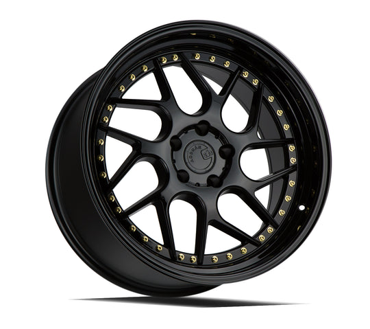 DS11885510035GBGR - Aodhan DS01 18X8.5 5X100 ET 35mm Gloss Black with Gold Rivets - Aodhan Wheels Canada