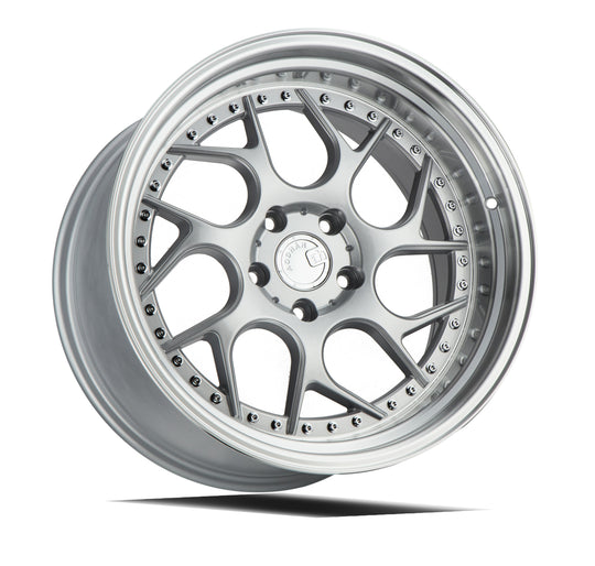 DS11895510035SML - Aodhan DS01 18X9.5 5X100 ET 35mm Silver Machined Lip with Chrome Rivets - Aodhan Wheels Canada