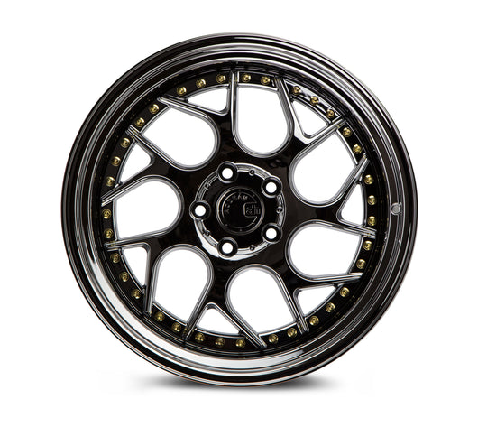 DS11895510035VB - Aodhan DS01 18X9.5 5X100 ET 35mm Black Vacuum with Gold Rivets - Aodhan Wheels Canada