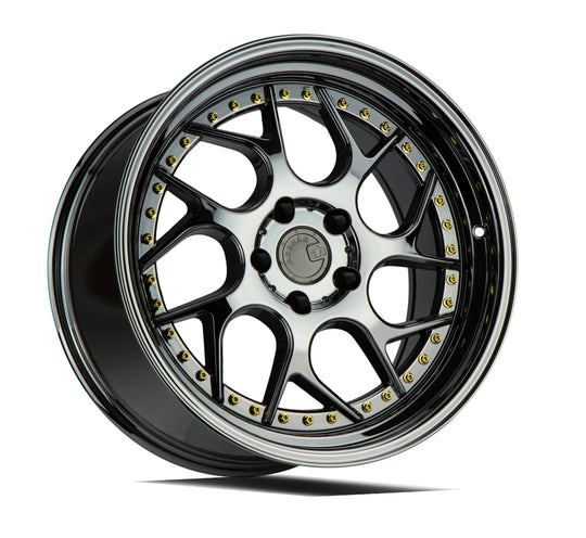 DS11895510035VB - Aodhan DS01 18X9.5 5X100 ET 35mm Black Vacuum with Gold Rivets - Aodhan Wheels Canada