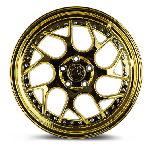 DS11895510035VG - Aodhan DS01 18X9.5 5X100 ET 35mm Gold Vacuum with Chrome Rivets - Aodhan Wheels Canada