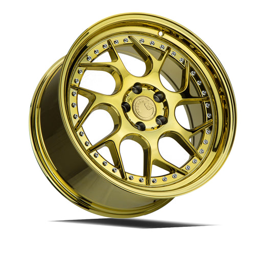 DS11895510035VG - Aodhan DS01 18X9.5 5X100 ET 35mm Gold Vacuum with Chrome Rivets - Aodhan Wheels Canada