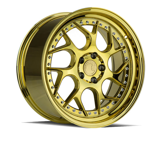 DS11895510035VG - Aodhan DS01 18X9.5 5X100 ET 35mm Gold Vacuum with Chrome Rivets - Aodhan Wheels Canada