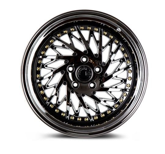 DS31895510035VB_P - Aodhan DS03 (Passenger Side) 18X9.5 5X100 ET 35mm Black Vacuum with Gold Rivets - Aodhan Wheels Canada