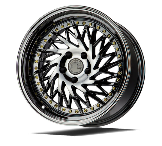 DS31895510035VB_P - Aodhan DS03 (Passenger Side) 18X9.5 5X100 ET 35mm Black Vacuum with Gold Rivets - Aodhan Wheels Canada