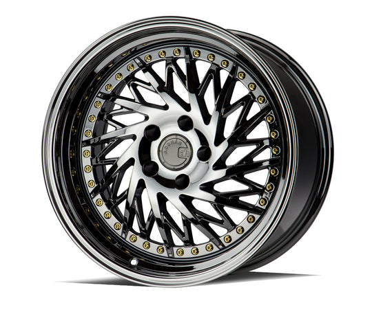DS31895510035VB_P - Aodhan DS03 (Passenger Side) 18X9.5 5X100 ET 35mm Black Vacuum with Gold Rivets - Aodhan Wheels Canada