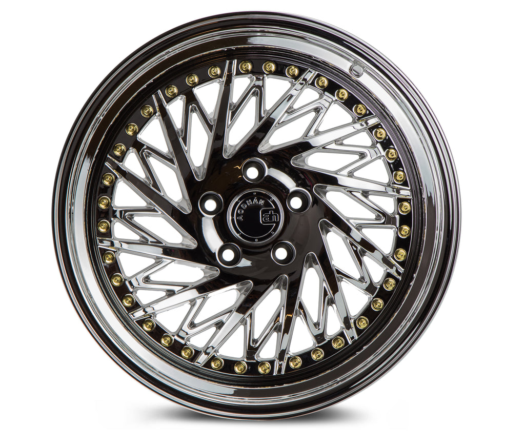 DS31895510035VC_D - Aodhan DS03 (Driver Side) 18X9.5 5X100 35mm Vacuum Chrome w/Gold Rivets - Aodhan Wheels Canada