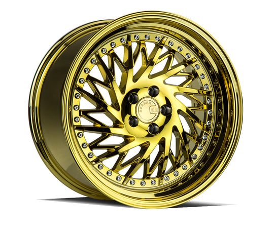 DS31895510035VG_D - Aodhan DS03 (Driver Side) 18X9.5 5X100 ET 35mm Gold Vacuum with Chrome Rivets - Aodhan Wheels Canada
