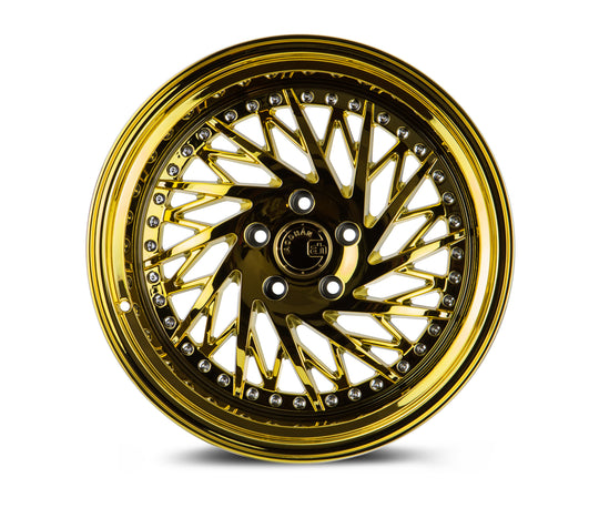 DS31895510035VG_P - Aodhan DS03 (Passenger Side) 18X9.5 5X100 ET 35mm Gold Vacuum with Chrome Rivets - Aodhan Wheels Canada