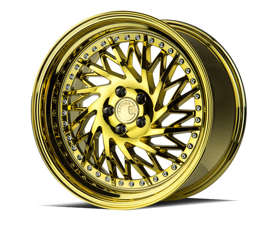 DS31895510035VG_P - Aodhan DS03 (Passenger Side) 18X9.5 5X100 ET 35mm Gold Vacuum with Chrome Rivets - Aodhan Wheels Canada