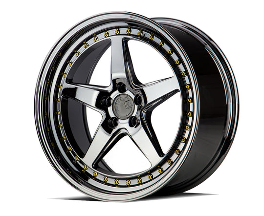 DS51885511435VB - Aodhan DS05 18X8.5 5X114.3 ET 35mm Black Vacuum with Gold Rivets - Aodhan Wheels Canada