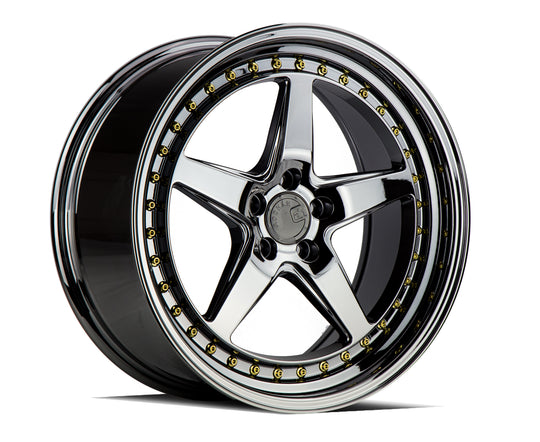 DS51885511435VB - Aodhan DS05 18X8.5 5X114.3 ET 35mm Black Vacuum with Gold Rivets - Aodhan Wheels Canada