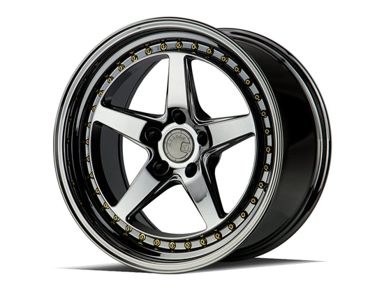 DS51895511430VB - Aodhan DS05 18X9.5 5X114.3 ET 30mm Black Vacuum with Gold Rivets - Aodhan Wheels Canada