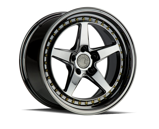 DS51895511430VB - Aodhan DS05 18X9.5 5X114.3 ET 30mm Black Vacuum with Gold Rivets - Aodhan Wheels Canada