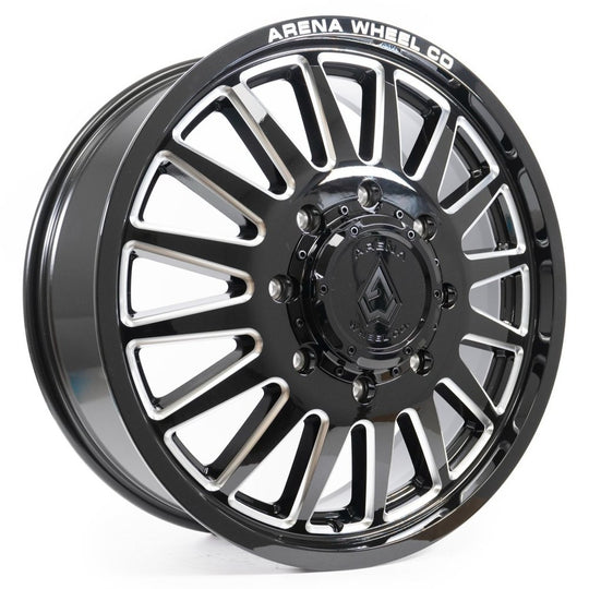 A110228293P10516 - Arena Dually Rival Front 22X8.25 8X210 105mm Gloss Black And Milled - Arena Wheels Canada