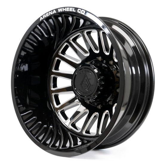 A1102282A9N20216 - Arena Dually Rival Rear 22X8.25 10X225 -202mm Gloss Black And Milled - Arena Wheels Canada