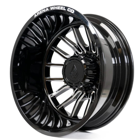 A1132082A9N20216 - Arena Dually Thunder Rear 20X8.25 10X225 -202mm Gloss Black And Milled - Arena Wheels Canada