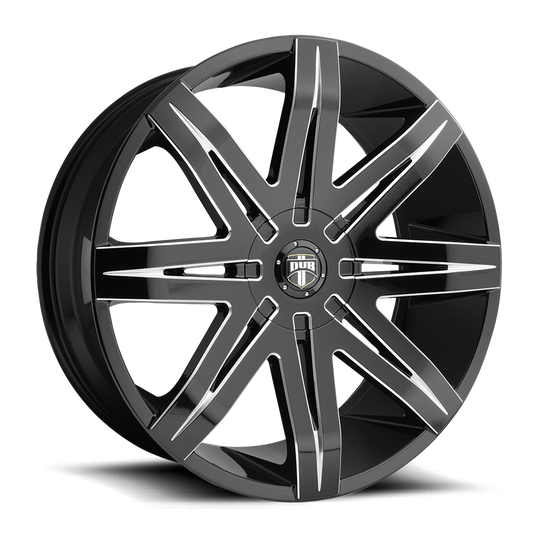 S227229557+25 - DUB S227 Stacks 22X9.5 5X127 / 5X139.7 25mm Gloss Black Milled - DUB Wheels Canada