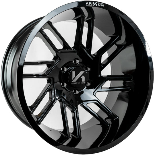 K16424408343 - Arkon DaVinci 24X14 6X139.7 -81mm Gloss Black - Arkon Wheels Canada