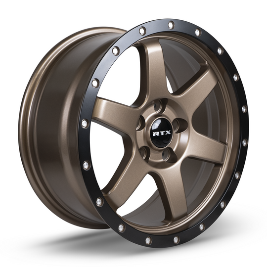 83015 - RTX Dakar 17X8 5X114.3 35mm Satin Bronze Black Edge Lip - RTX Wheels Canada