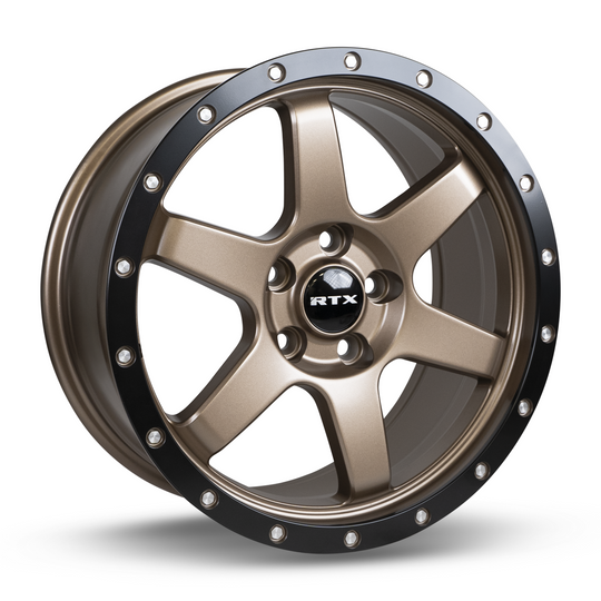 83015 - RTX Dakar 17X8 5X114.3 35mm Satin Bronze Black Edge Lip - RTX Wheels Canada