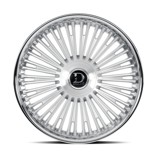 RAZZO-229536GSBF18 - Dolce Razzo 22X9.5 6X135 18mm Glossy Sliver Brush Face Stainless Lip - Dolce Wheels Canada