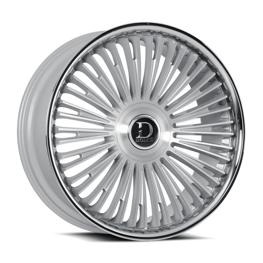 RAZZO-229536GSBF18 - Dolce Razzo 22X9.5 6X135 18mm Glossy Sliver Brush Face Stainless Lip - Dolce Wheels Canada