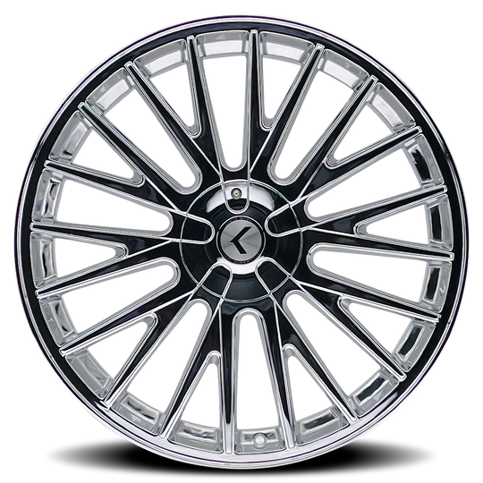 KR185-7809C38 - Kraze Double Down 17X8 5X120 / 5X112 38mm Chrome - Kraze Wheels Canada