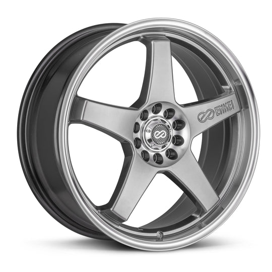 446-770-0145HB - Enkei EV5 17X7 4X100 / 4X114.3 45mm Hyper Black With Machined Lip - Enkei Wheels Canada