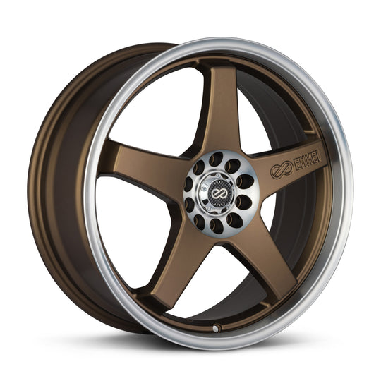446-875-0238ZP - Enkei EV5 18X7.5 5X100 / 5X114.3 38mm Matte Bronze With Machined Lip - Enkei Wheels Canada