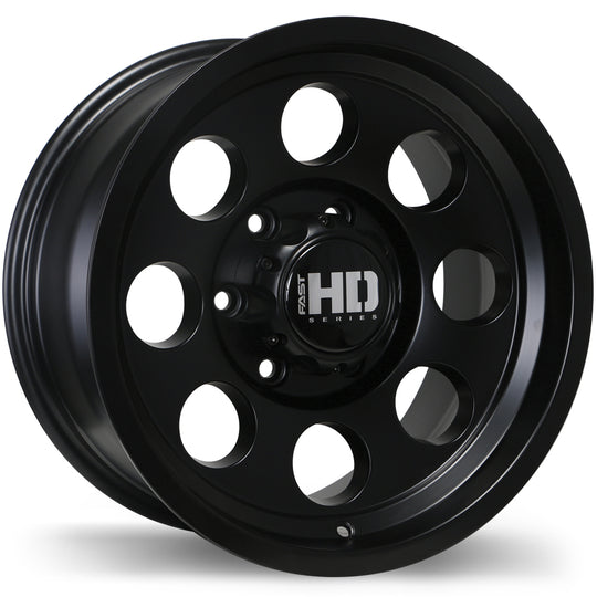 F236-1680-83BT+00C081 - Fast HD Detour 16X8.0 6X139.7 ET 0mm Satin Black - Fast HD Wheels Canada