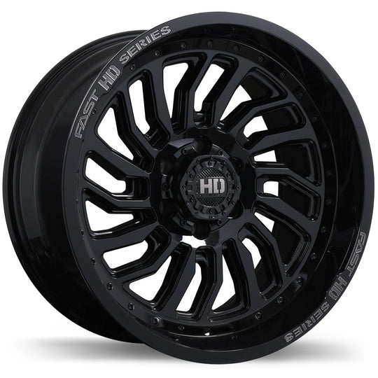 F267-2000-83BH-15C842 - Fast HD D-STRUCT 20X10 6X139.7 ET MM Gloss Black with Grey Milling - Fast HD Wheels Canada
