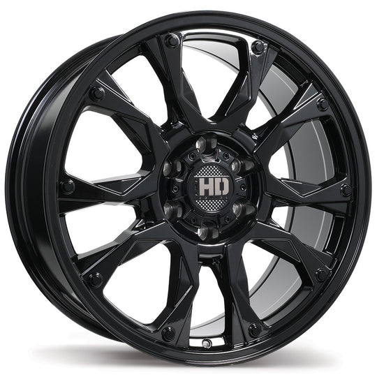 F269-2090-83BN+28C842 - Fast HD Tactical 20X9 6X139.7 ET 28MM Gloss Black - Fast HD Wheels Canada
