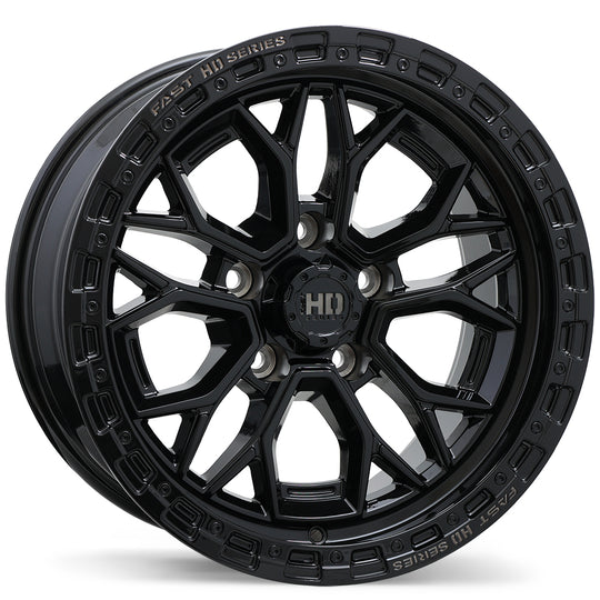 F276-1790-73BH+00C715 - Fast HD Muramasa 17X9 5X127 ET 0MM Gloss Black with Grey Milling - Fast HD Wheels Canada