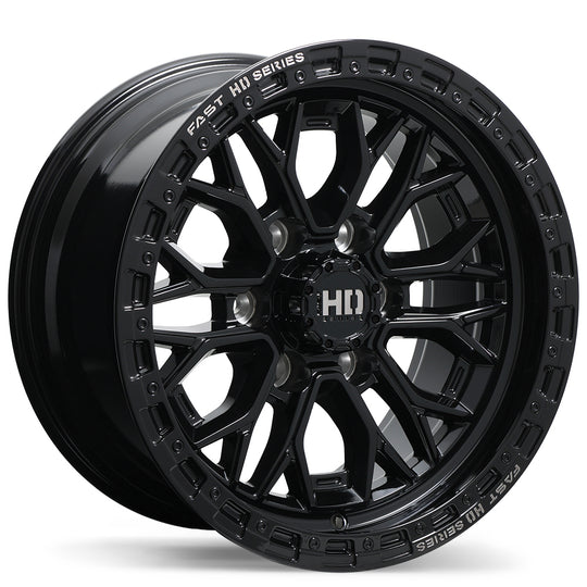 F276-1790-83BH+00C780 - Fast HD Muramasa 17X9 6X139.7 ET 0MM Gloss Black with Grey Milling - Fast HD Wheels Canada