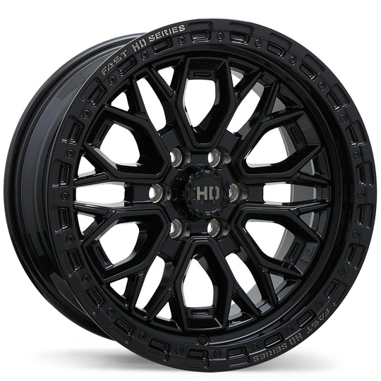 F276-1790-63BH+00C661 - Fast HD Muramasa 17X9 6X114.3 ET 0MM Gloss Black with Grey Milling - Fast HD Wheels Canada