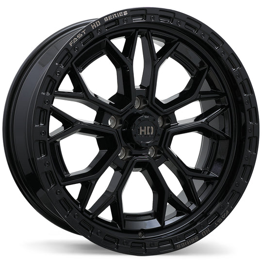 F276-2090-73BH+00C715 - Fast HD Muramasa 20X9 5X127 ET 0MM Gloss Black with Grey Milling - Fast HD Wheels Canada