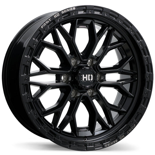 F276-2090-83BH+00C780 - Fast HD Muramasa 20X9 6X139.7 ET 0MM Gloss Black with Grey Milling - Fast HD Wheels Canada