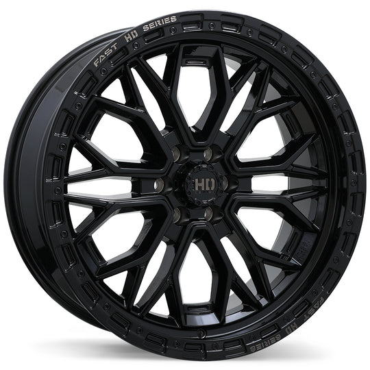 F276-2090-63BH+00C661 - Fast HD Muramasa 20X9 6X114.3 ET 0MM Gloss Black with Grey Milling - Fast HD Wheels Canada