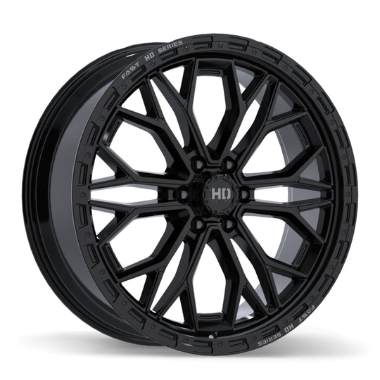 F276-2495-83BH+28C061 - Fast HD Muramasa 24X9.5 6X139.7 ET 28mm Gloss Black with Grey Milling - Fast HD Wheels Canada