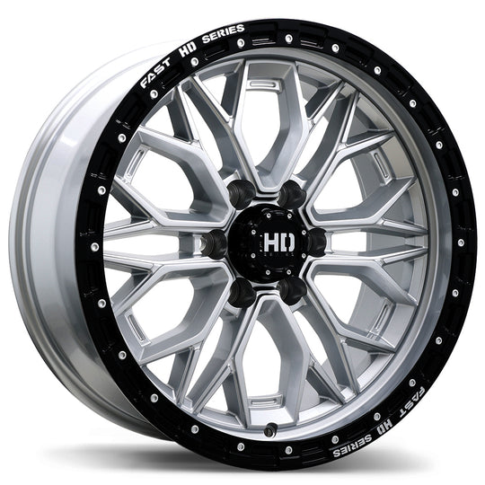 F276-2090-83SB+00C842 - Fast HD Muramasa 20X9 6X139.7 ET 0MM Gloss Silver with Black Lip - Fast HD Wheels Canada