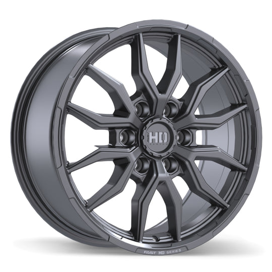 F279-1885-36MT+44C871 - Fast HD Grit 18X8.5 6X135 ET 44mm Satin Gunmetal with Milling - Fast HD Wheels Canada