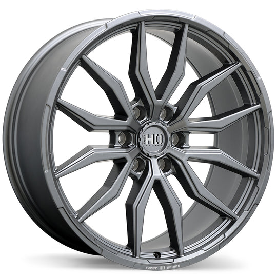 F279-2295-36MT+44C871 - Fast HD Grit 22X9.5 6X135 ET 44mm Satin Gunmetal with Milling - Fast HD Wheels Canada