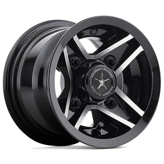 FA-127-M - Fairway Alloys FA127 Divot 8X7 4X101.6  0mm Gloss Black Machined - Fairway Alloys Wheels Canada