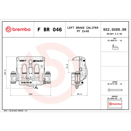 FBR046 Brembo Disc Brake Caliper LCV Brembo Brake Canada