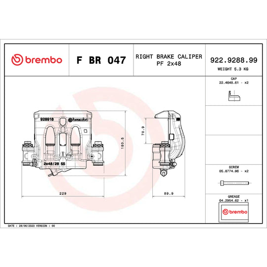 FBR047 Brembo Disc Brake Caliper LCV Brembo Brake Canada