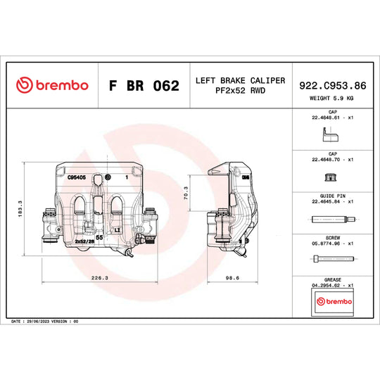 FBR062 Brembo Disc Brake Caliper LCV Brembo Brake Canada