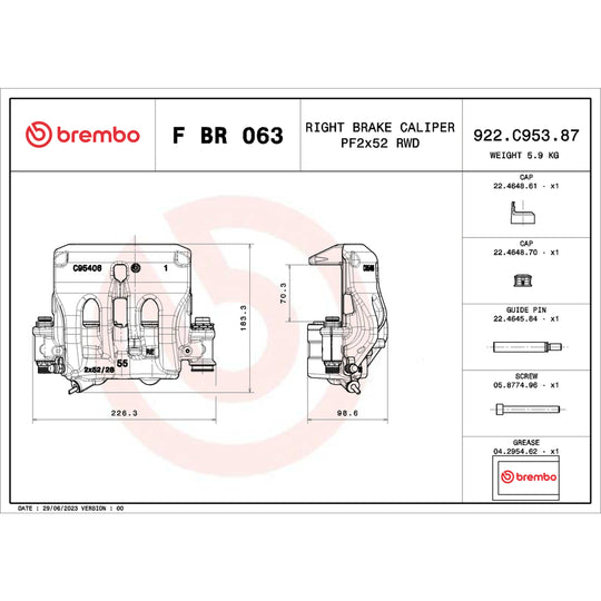 FBR063 Brembo Disc Brake Caliper LCV Brembo Brake Canada