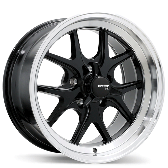 FC04V-1890-90BP+05C703 - Fast Wheels FC04V 18X9 5X115 5mm Gloss Black with Machined Lip - Fast Wheels Wheels Canada