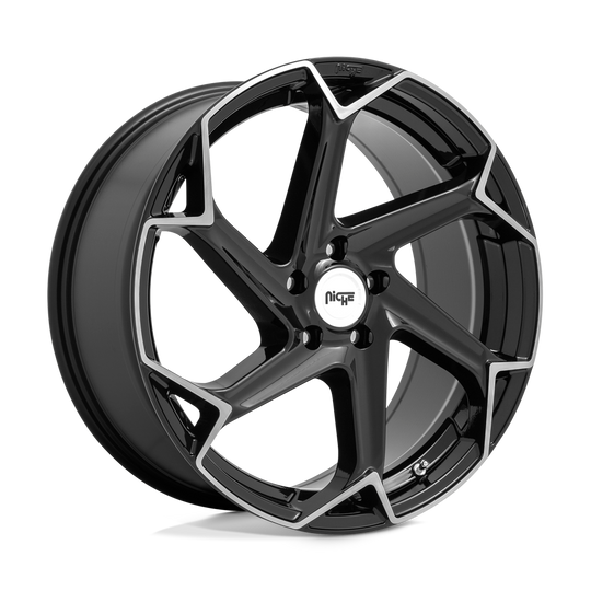 M2552005F8+27 - Niche M255 Flash 20X10.5 5X112  27mm Gloss Black Brushed - Niche Wheels Canada